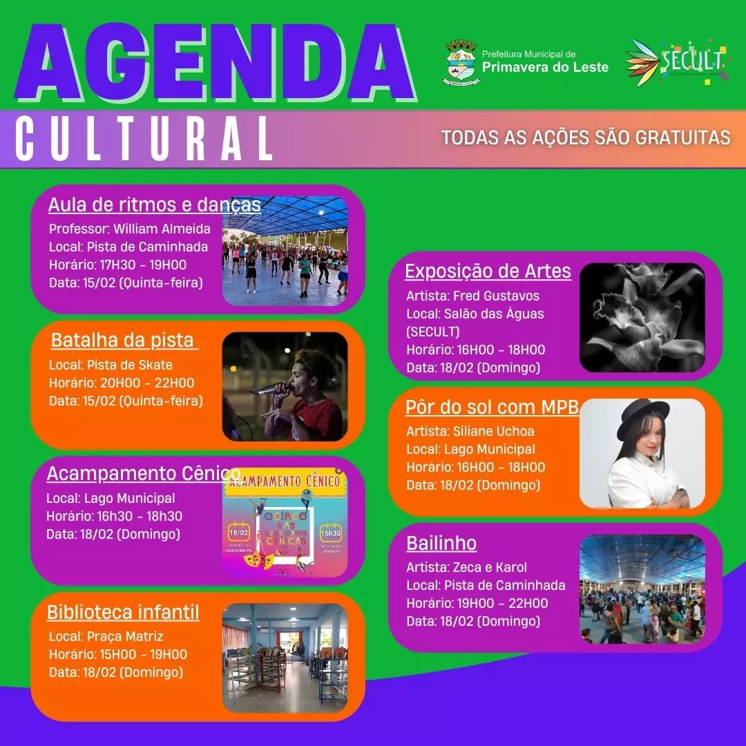 Final de semana - Agenda Cultural da SECULT já está rolando!